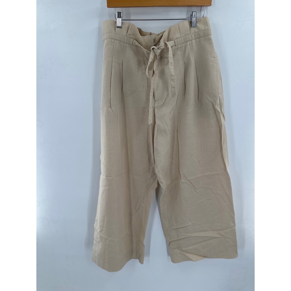 Club Monaco Beige High Waisted Paperbag Wide Leg 12 - Picture 2 of 7
